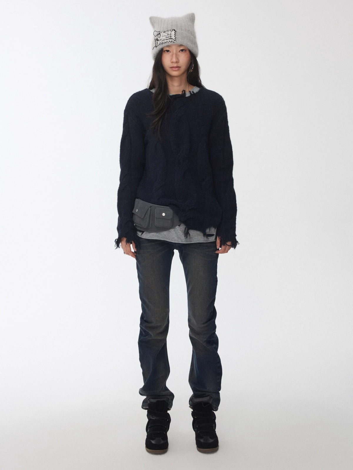Wool-Blend Textured Oversize Sweater