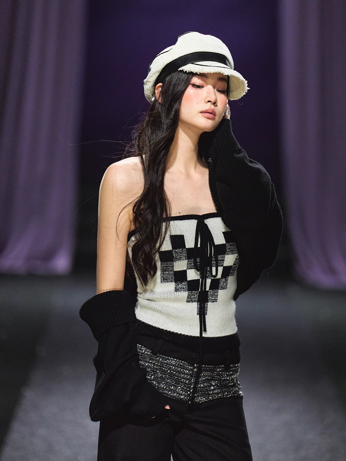 Wool Blend Knit Cardigan & Tube Top Set - CHINASQUAD