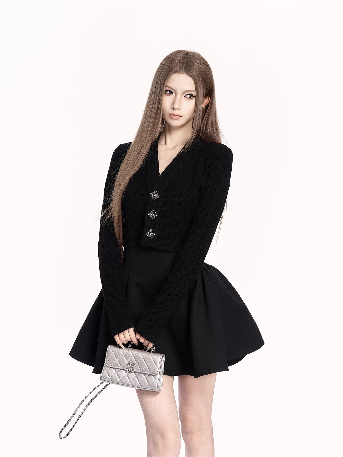 Crystal-Embellished V-Neck Knit Cardigan