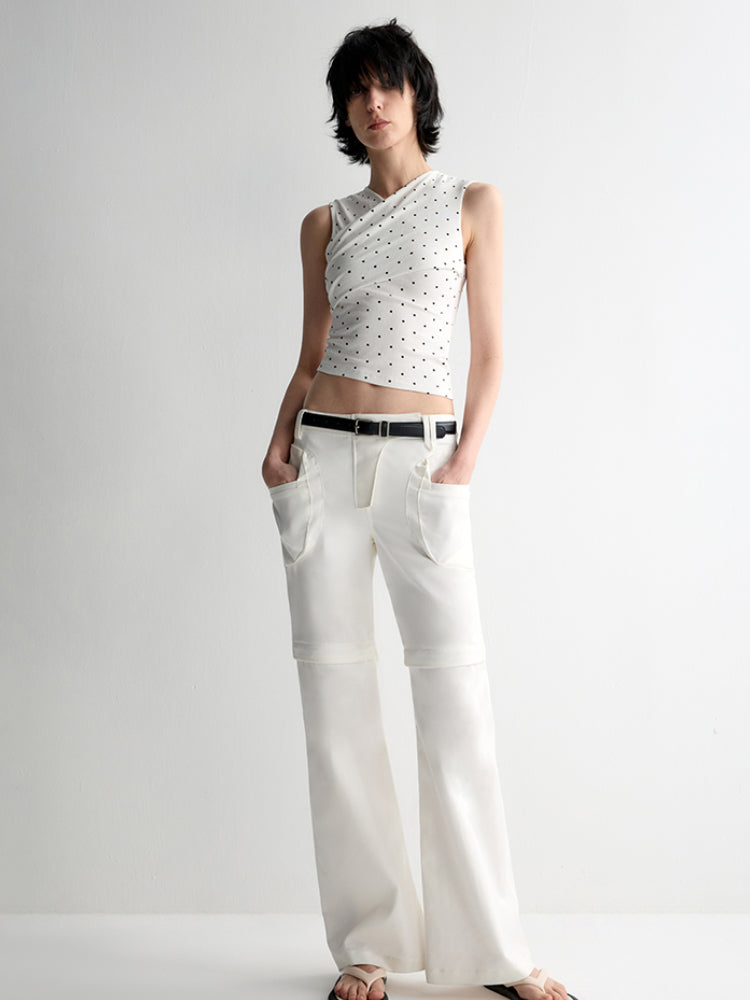 Two-Piece Polka-Dot Printed Sleeveless Vest - CHINASQUAD