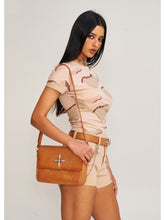 Compass Badge Patina Leather Shoulder Bag Medium Caramel Patina - CHINASQUAD