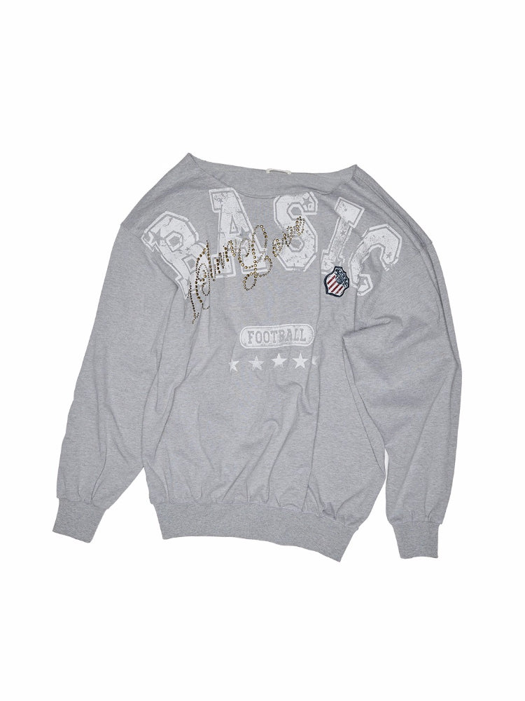 Off Shoulder Letter Print Sweatshirt