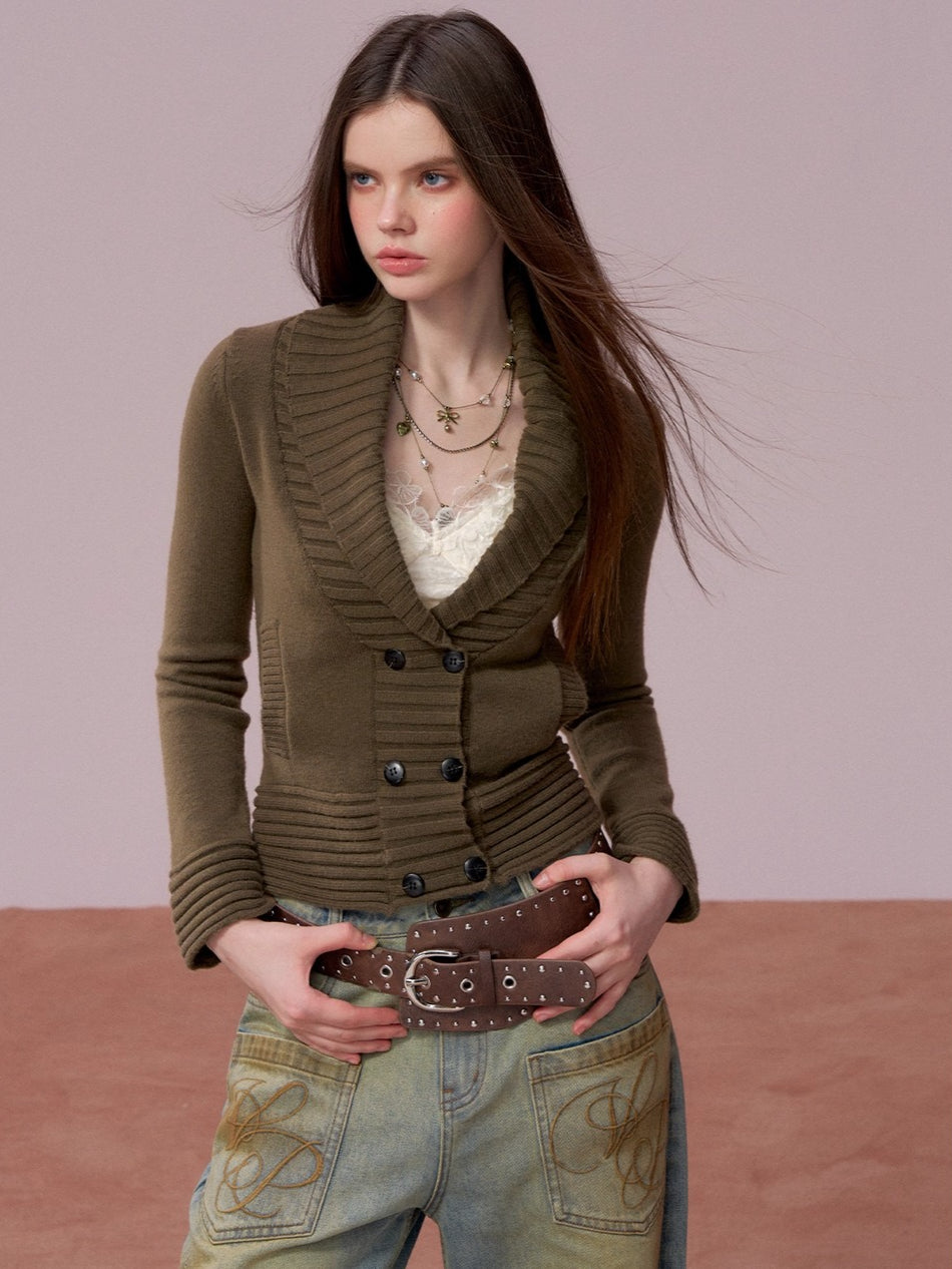 Minimalist Wool-Blend Knit Cardigan