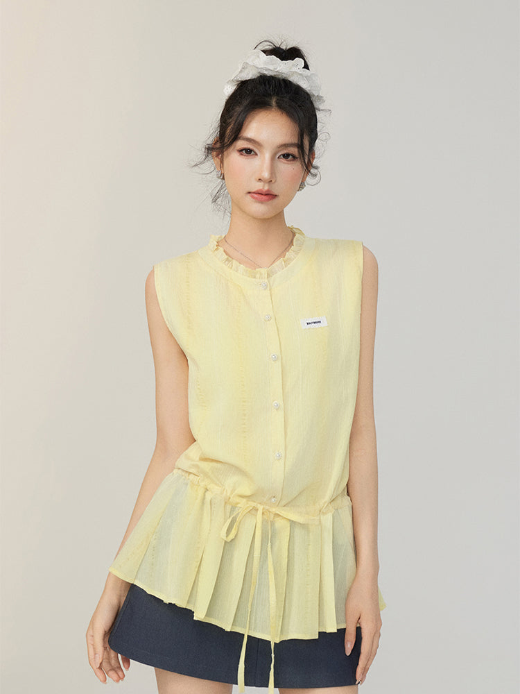 Lace-Up Waist Blouse