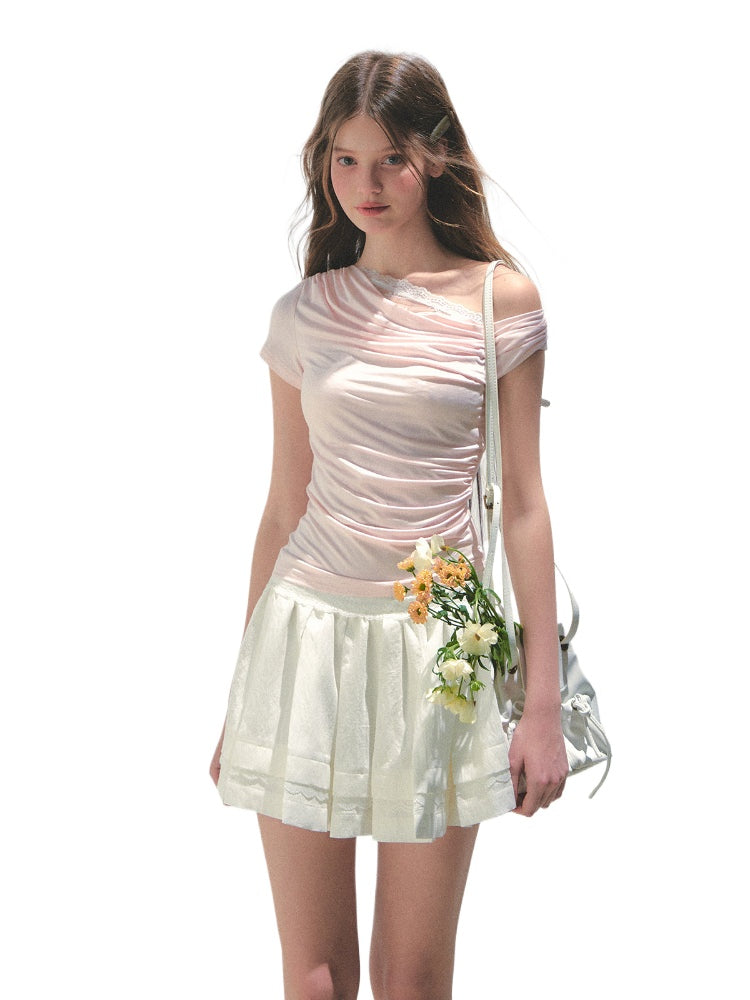 Fake Two-piece Off-the-Shoulder Short-sleeve T-shirt - CHINASQUAD