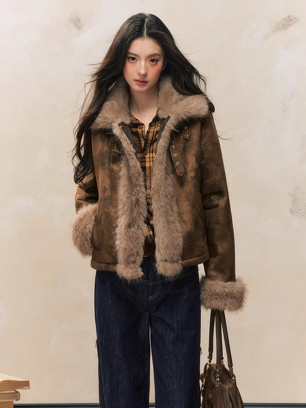 Brown Vintage Shearling Jacket