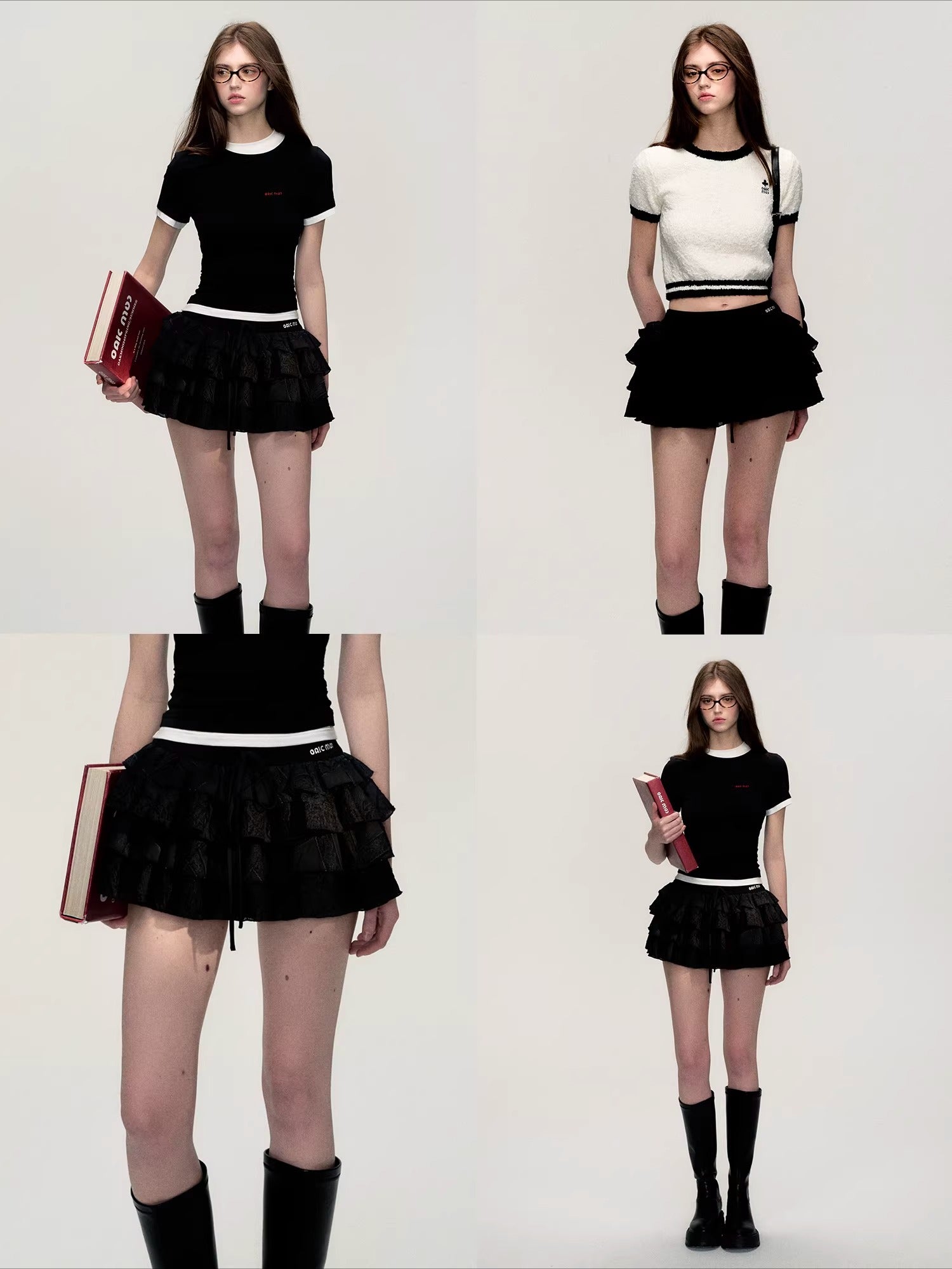 Embroidered Tiered Puff Mini Skirt