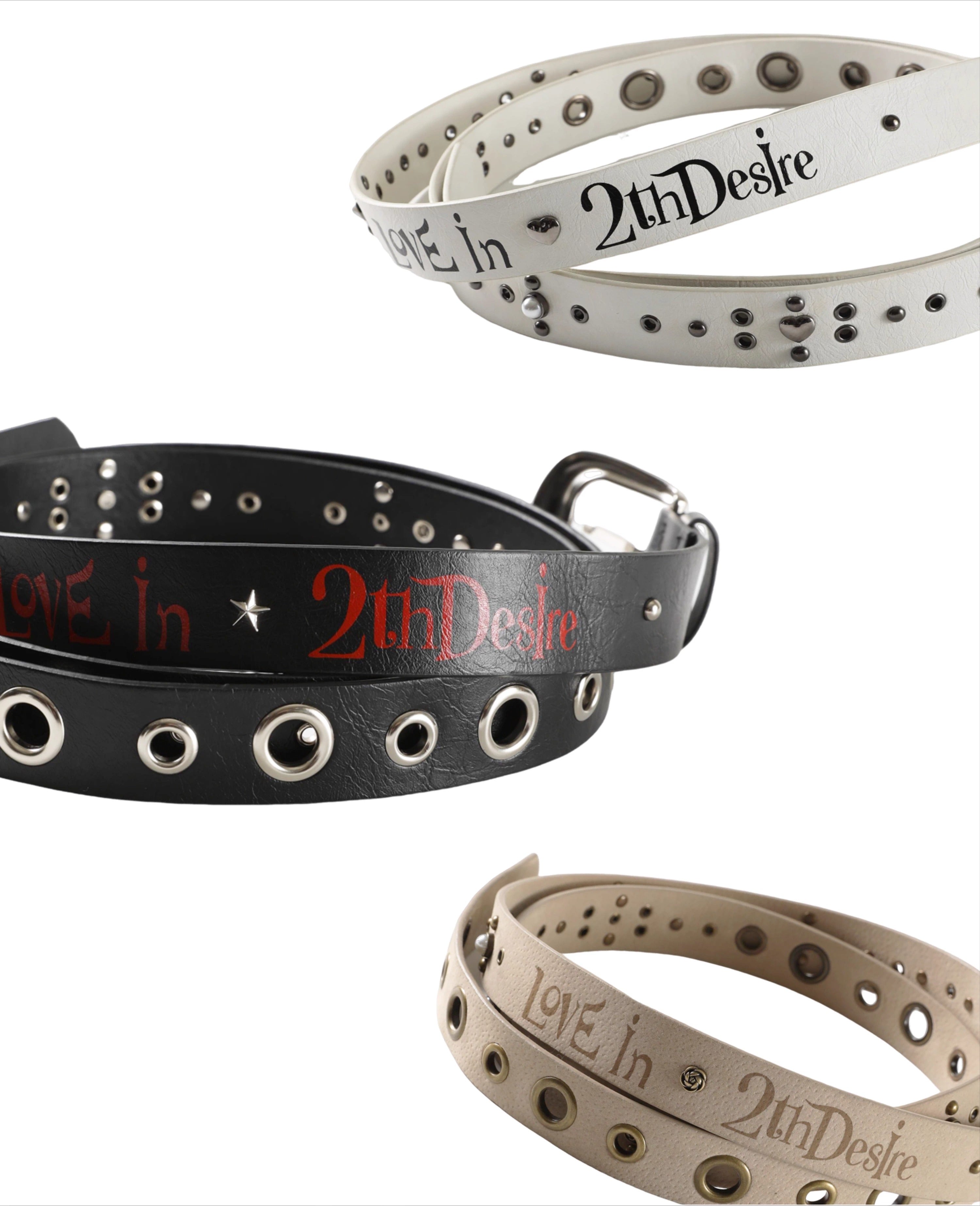 Punk Contrast Letter Print Studded Belt - CHINASQUAD