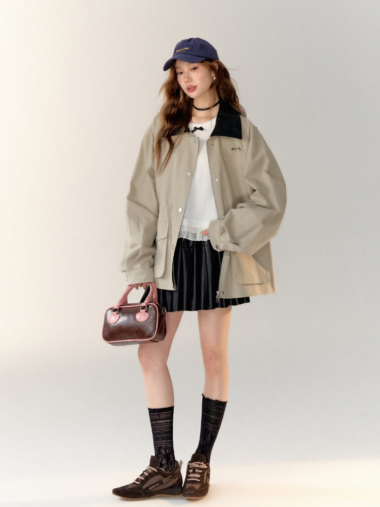 Black PU Split Pleated Leather Skirt - CHINASQUAD