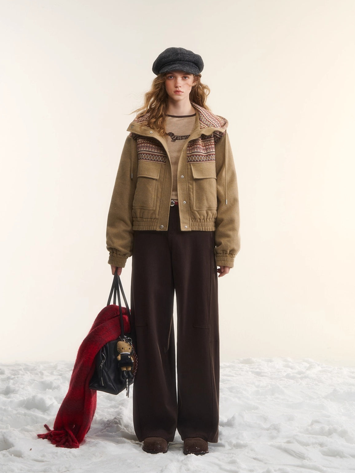 Wool-Blend Hooded Down Jacket