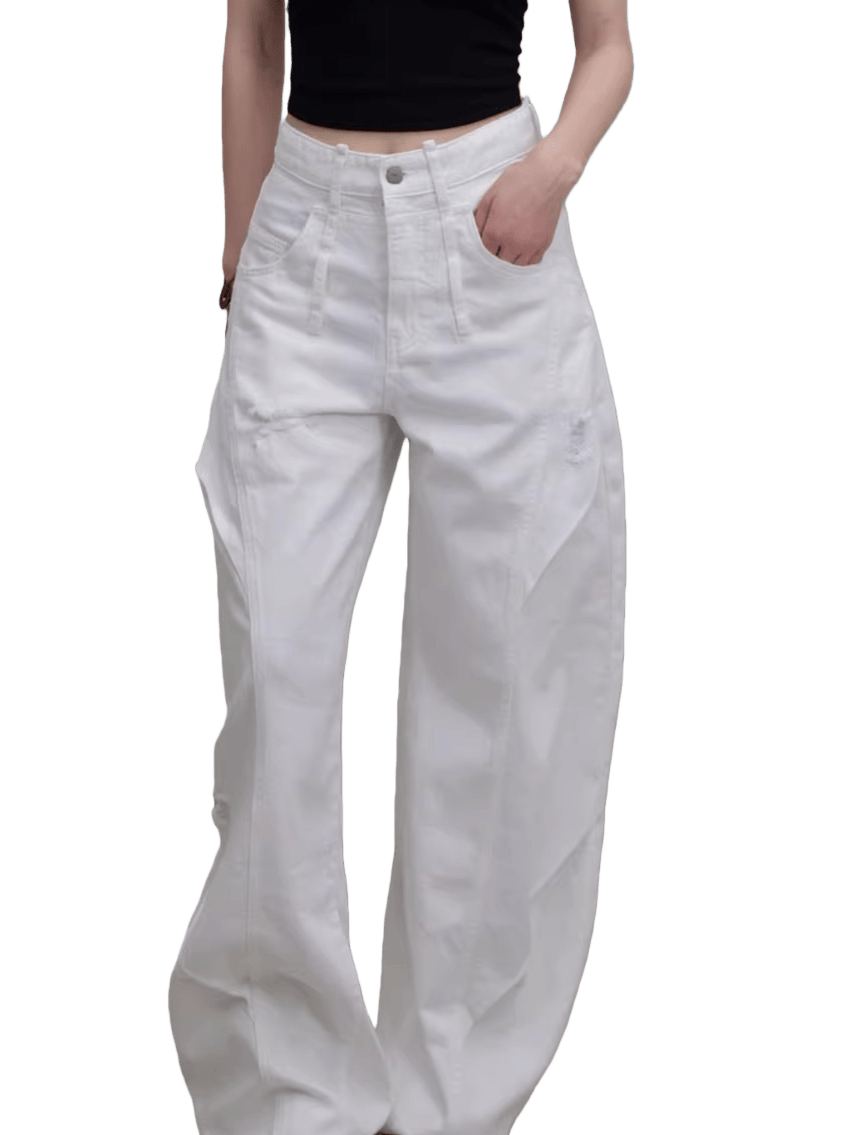 Washed Ripped Balloon-Fit Denim Jeans