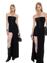 Black Strapless Hook Maxi Dress - CHINASQUAD