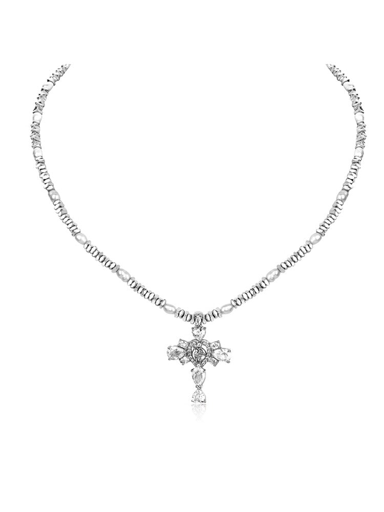 Cross Sparkling Silver Necklace - CHINASQUAD