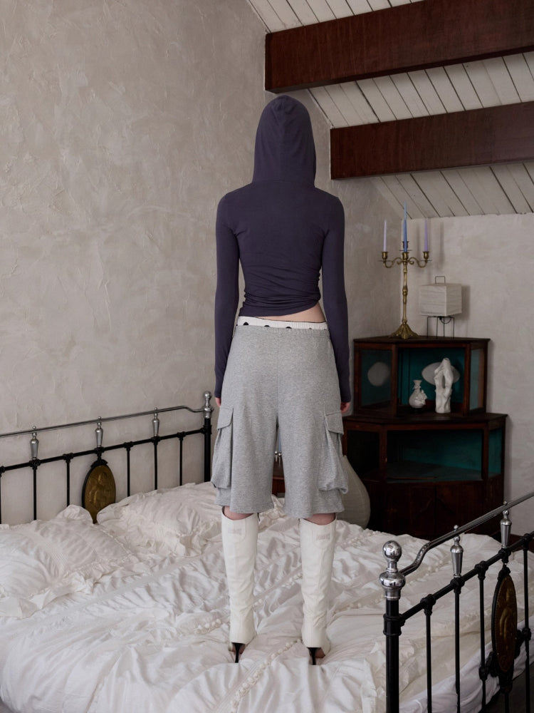 Hooded Zip-up Long-sleeve T-shirt