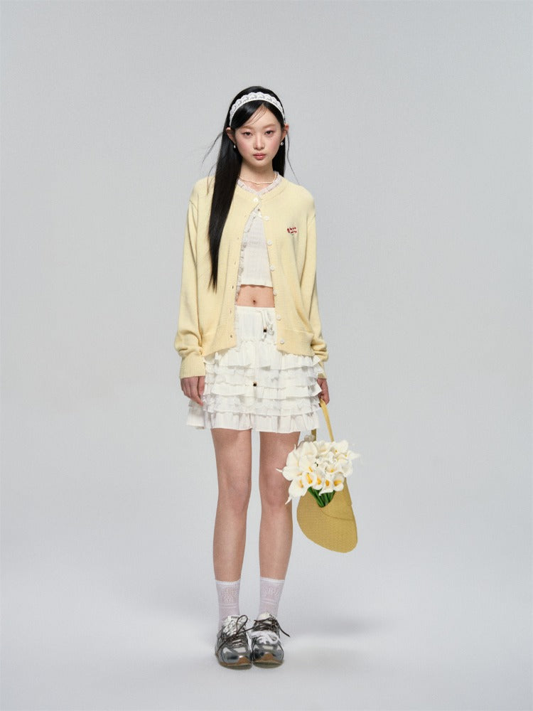 Layered Lace Pearl Trim Ballet Skirt - CHINASQUAD