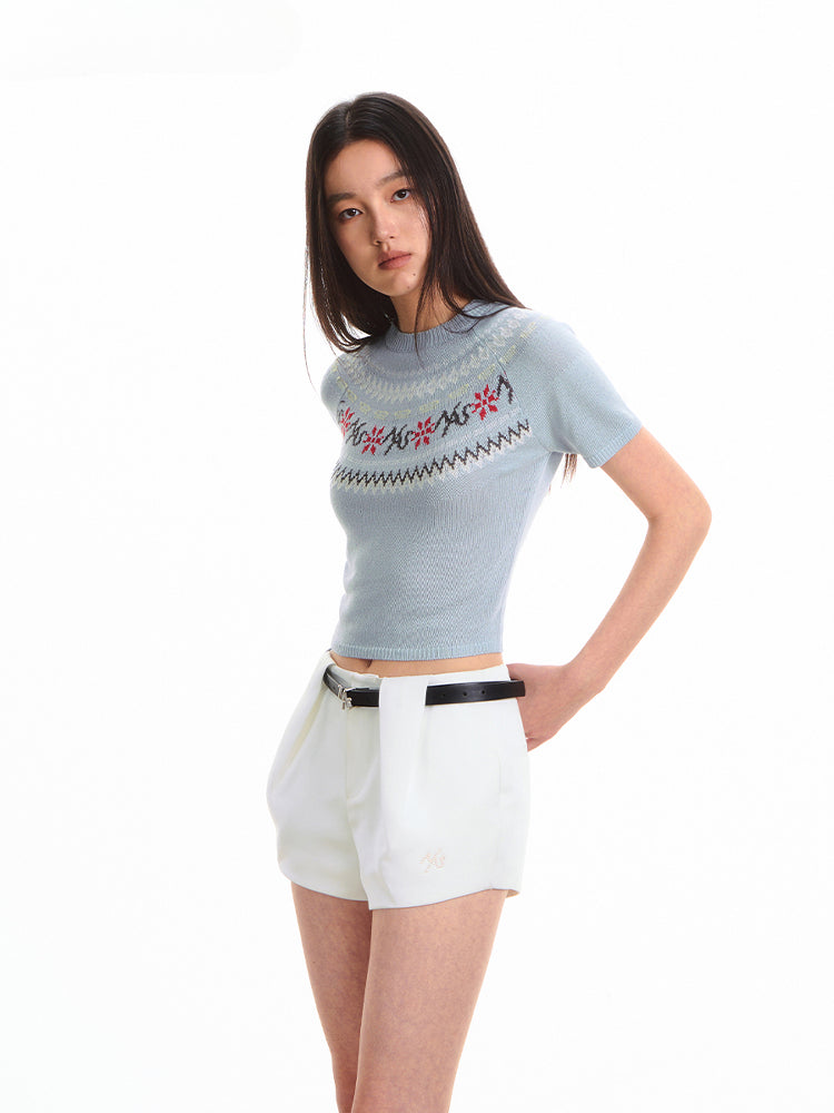 Fair Isle Jacquard Knit T-shirt - CHINASQUAD