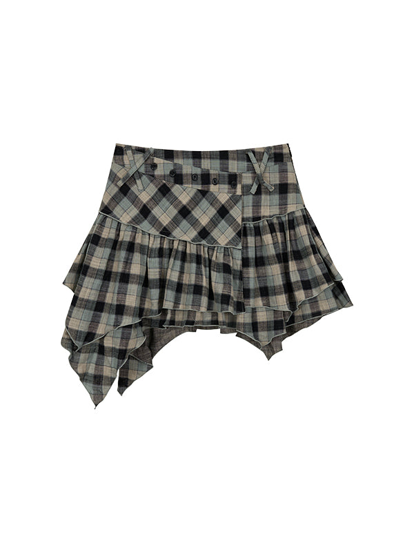 Blue & Black Checkered Mini Skirt - CHINASQUAD