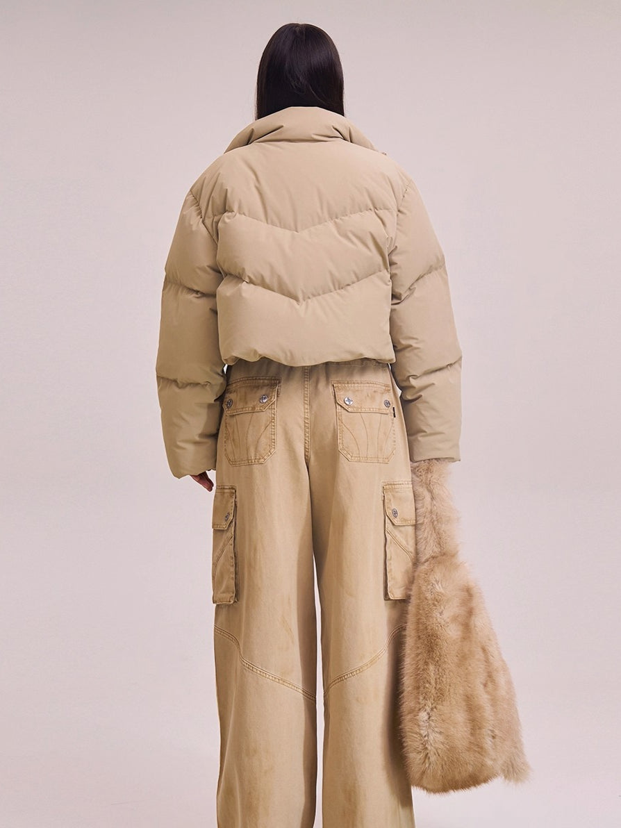 Sculpted Cross Cropped Down Jacket