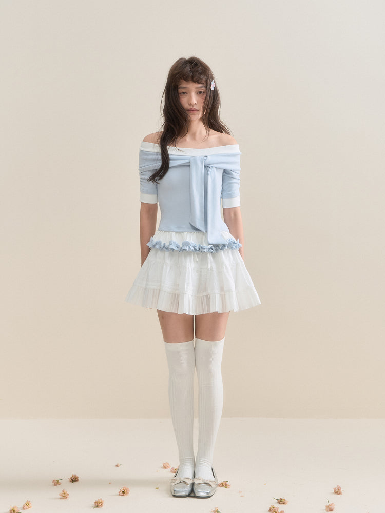 Pure White Lace A-line Tulle Skirt - CHINASQUAD