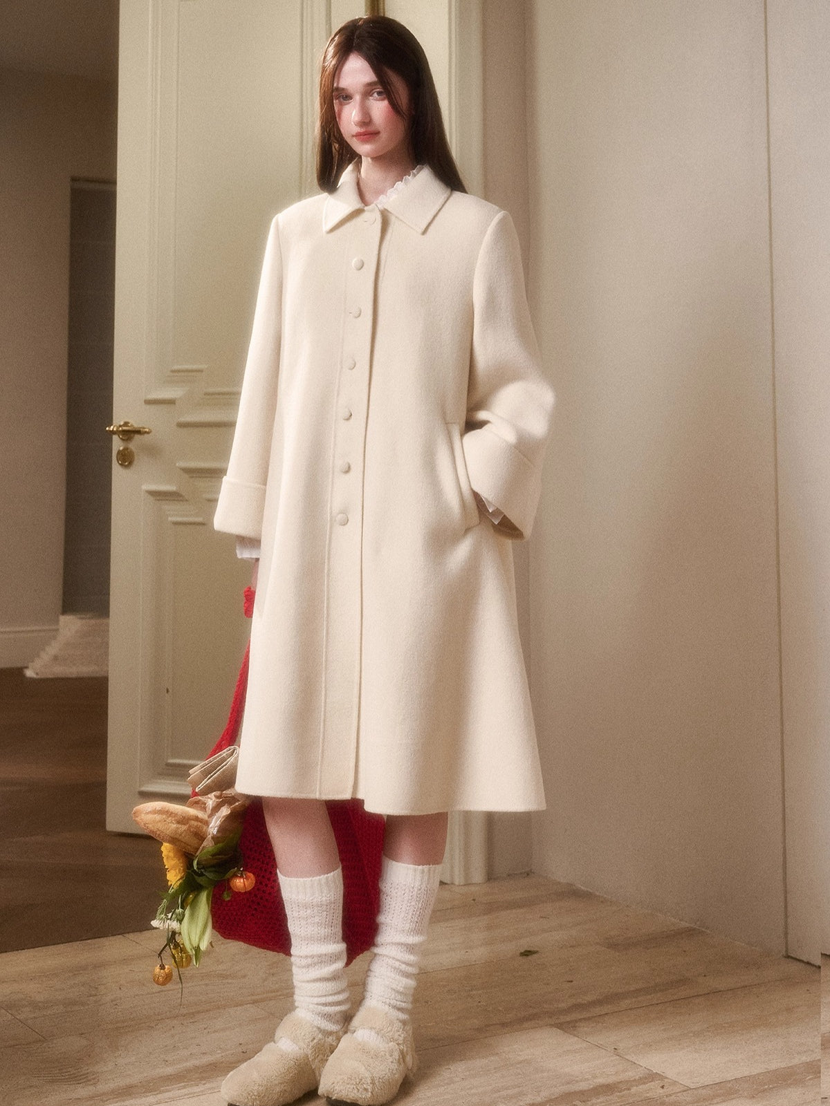 Playful Winter 100% Wool Cape Coat