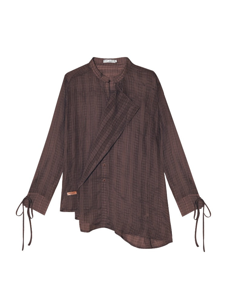 Irregular Cuff Tie-up Sunscreen Shirt - CHINASQUAD