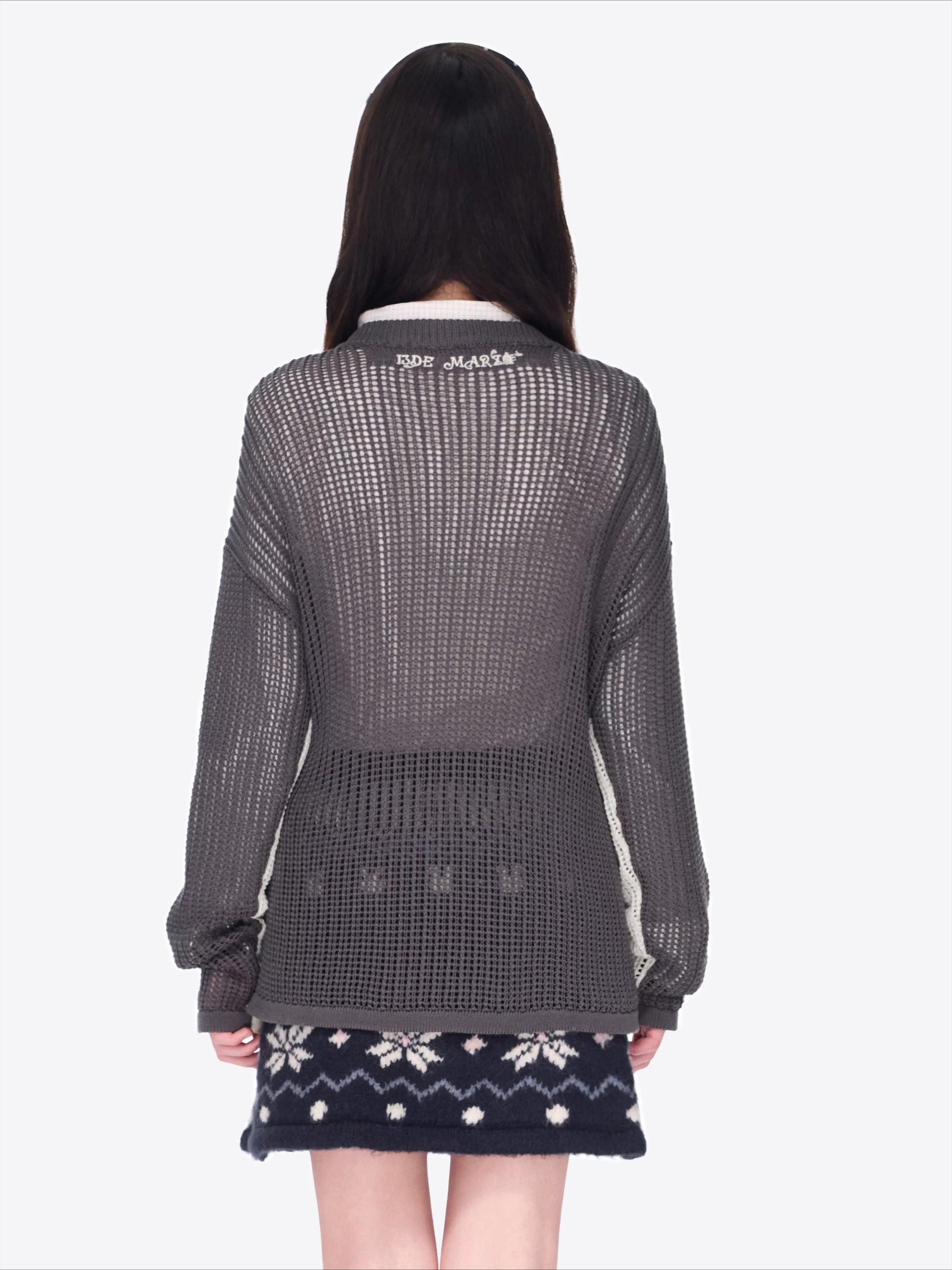 Cutout Contrast Knit Sweater