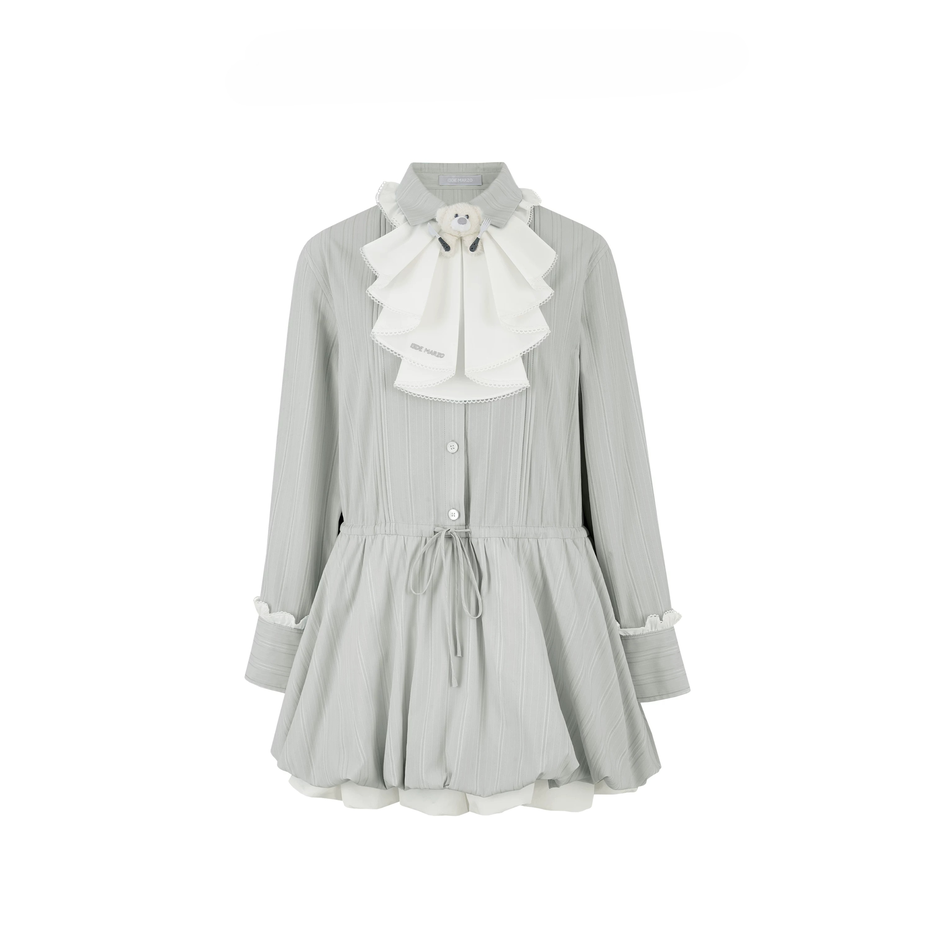 Smocked Bouquet Sleeve Waist-Cinching Mini Dress
