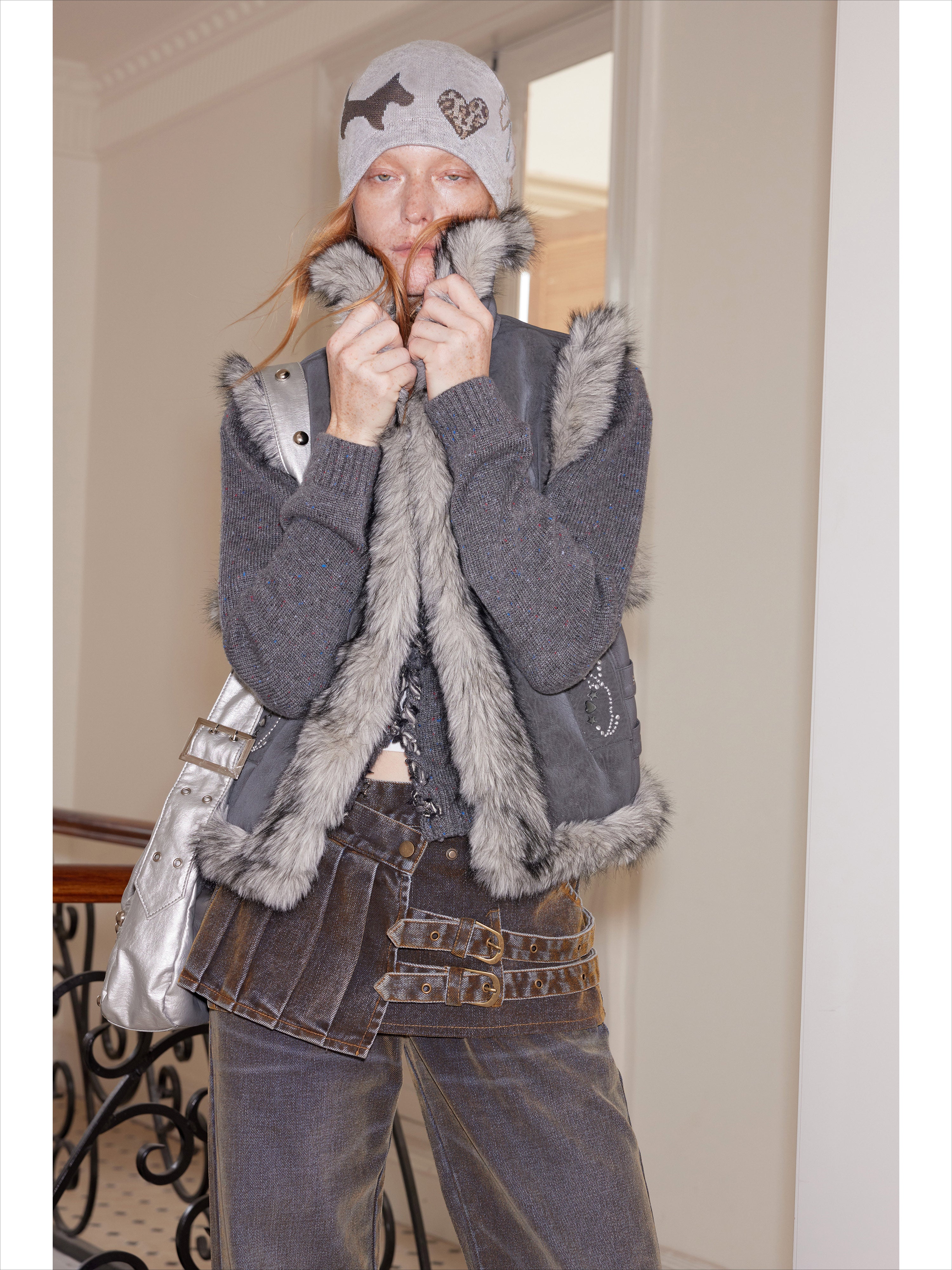 Leopard Print Love Dog Jacquard Wool Beanie - CHINASQUAD