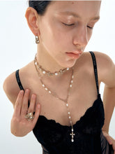 Double-Layered Pearl Fleur-de-Lis Y Necklace - CHINASQUAD