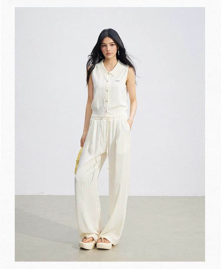 Cooling Touch Sleeveless Polo Knit Cardigan