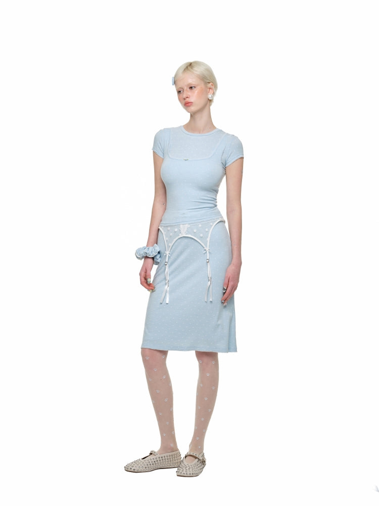 Polka Dot Cat Paw Round Neck T-shirt - CHINASQUAD