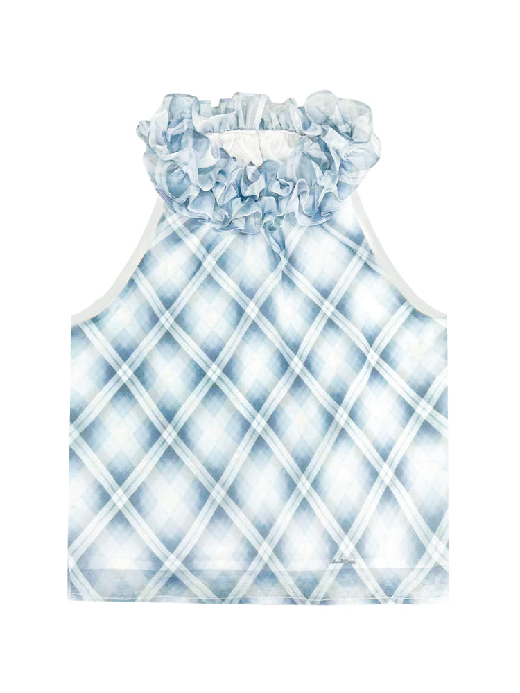 Ruched Ruffle Halter Top - CHINASQUAD
