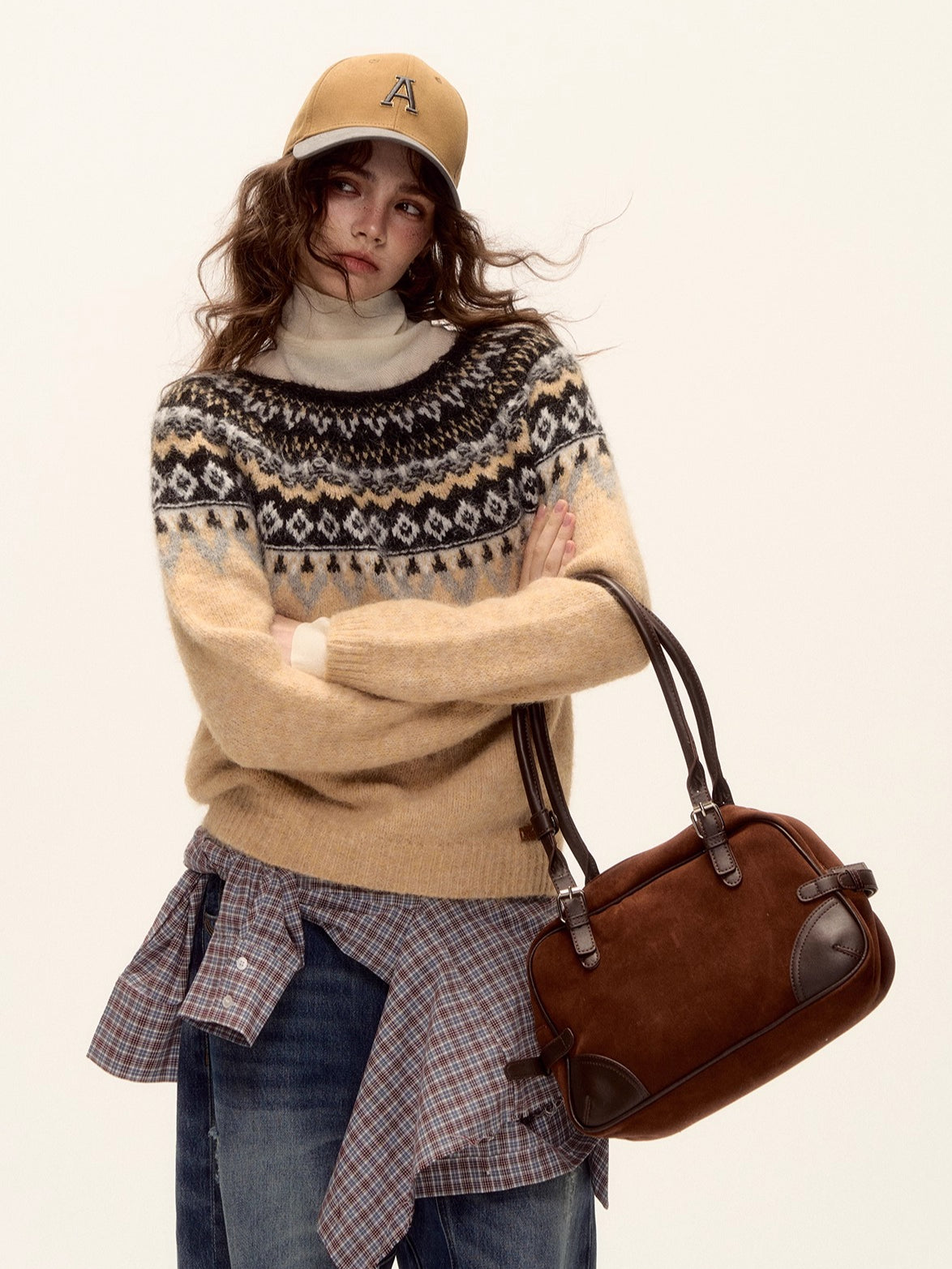 Asgony Retro Contrast Lettering Baseball Cap