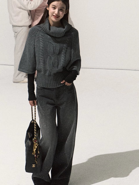 Vintage Cable-Knit Turtleneck Sweater