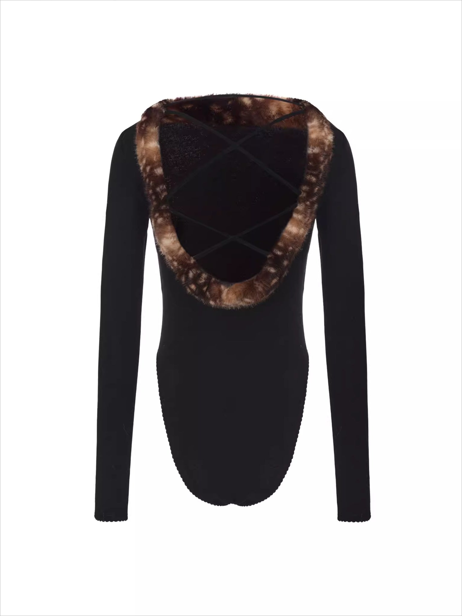 Faux Fur-Panelled Knit Bodysuit