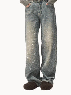 Washed Cotton Straight-Leg Jeans