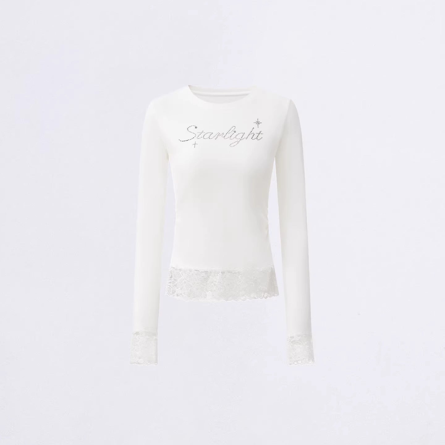 Rhinestone Lace Long Sleeve Base Layer