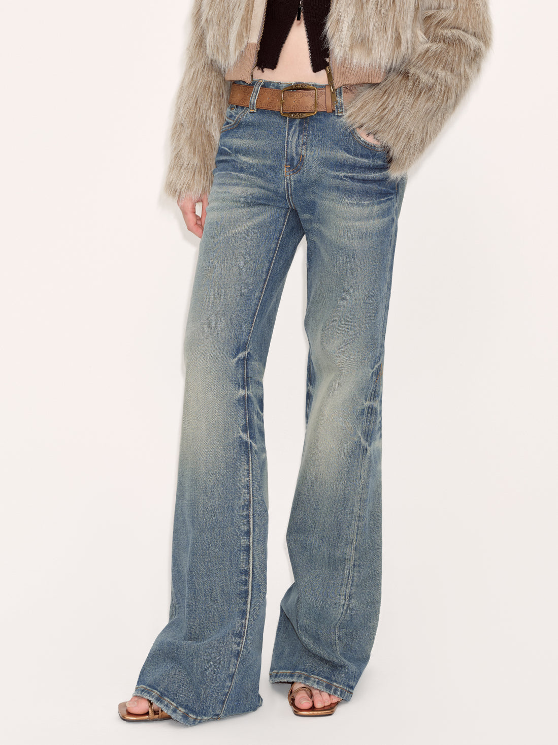 Blue Denim Flared Pants - CHINASQUAD