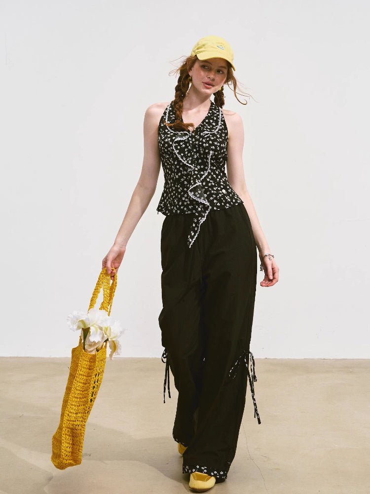 V-Neck Lace Halter Vest - CHINASQUAD