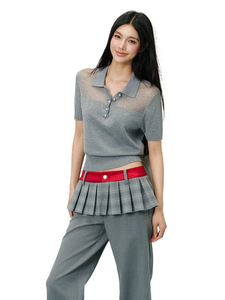 Hollow Polo Collar Short Sleeve T-shirt - CHINASQUAD