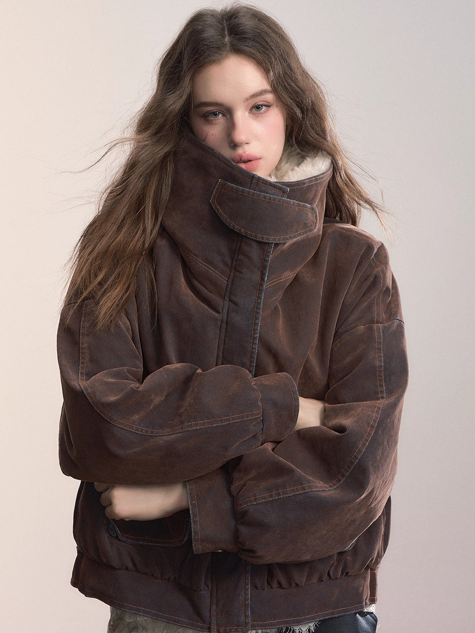 Velvet Fusion Oversized Faux Fur Down Jacket