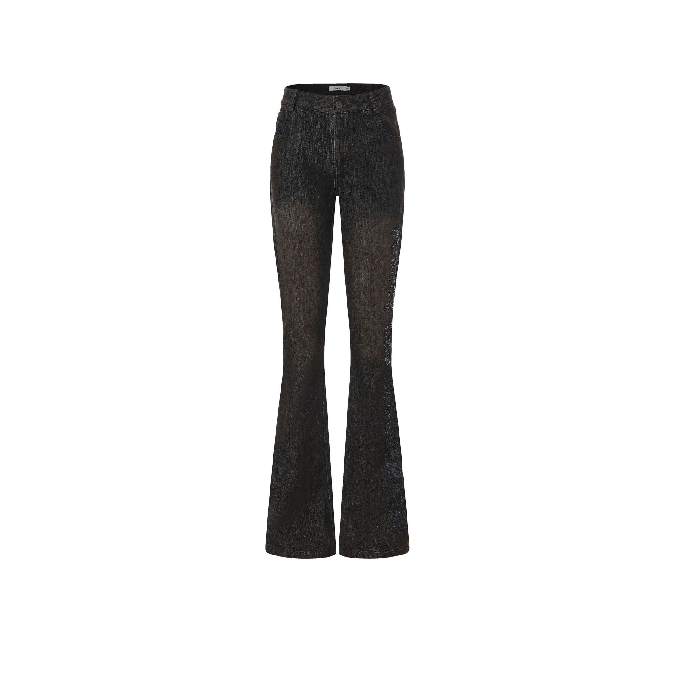 Enzyme-Washed Straight Denim Pants