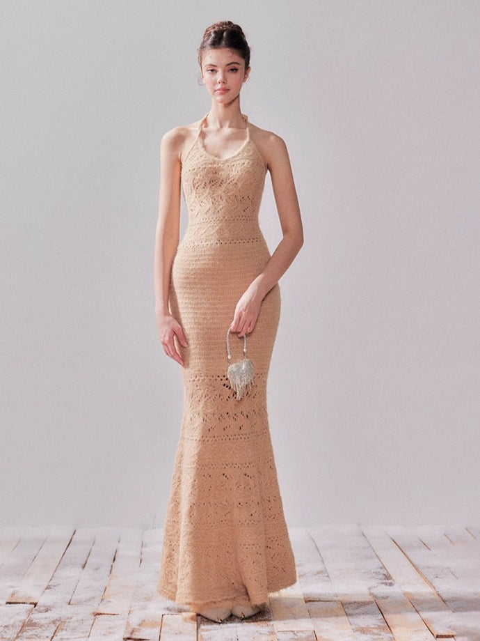 Amber Glow Knit Cardigan & Mermaid Dress Set