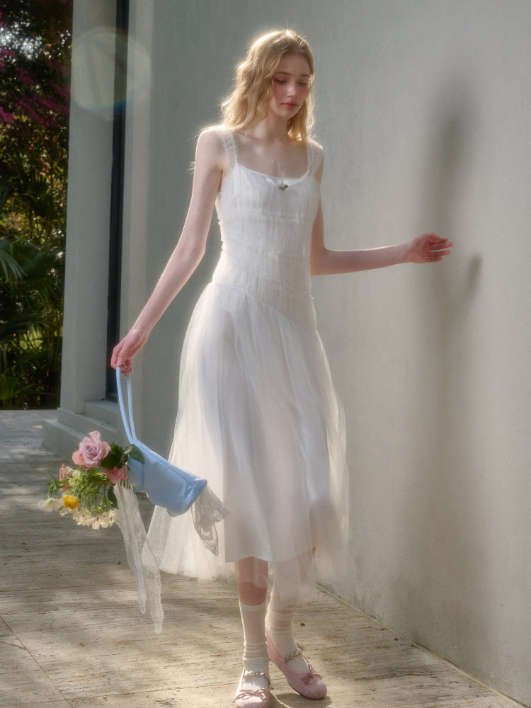 100% Soft Fluffy Tulle Long Dress - CHINASQUAD