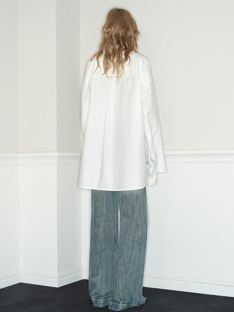 White Design Concept Fake Two-Piece Shirt - CHINASQUAD