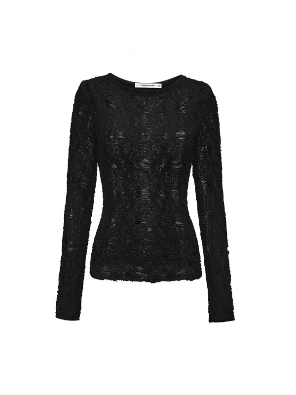 Hollow-out Sheer Knitted Top - CHINASQUAD