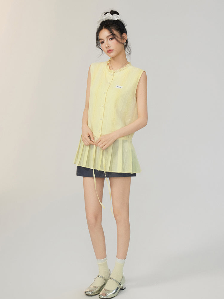 Lace-Up Waist Blouse