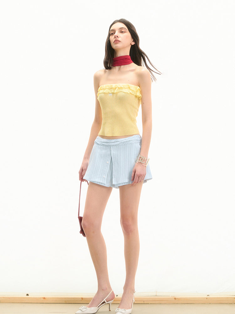 Ruffled Knit Modern Tank Top - CHINASQUAD