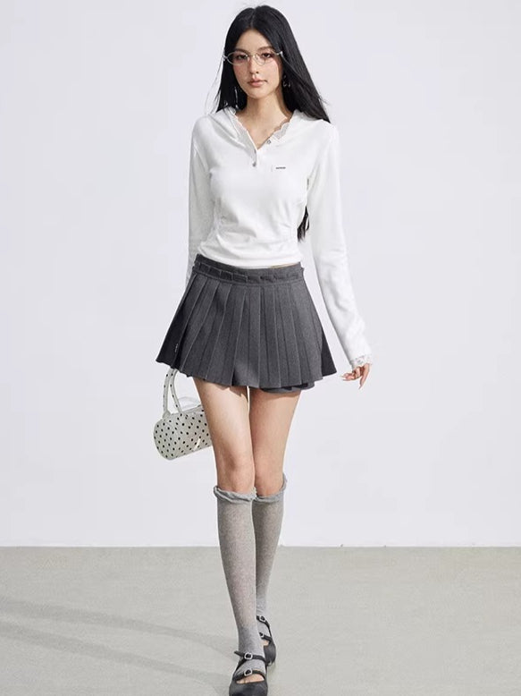 Pleated Layered Mini Skirt