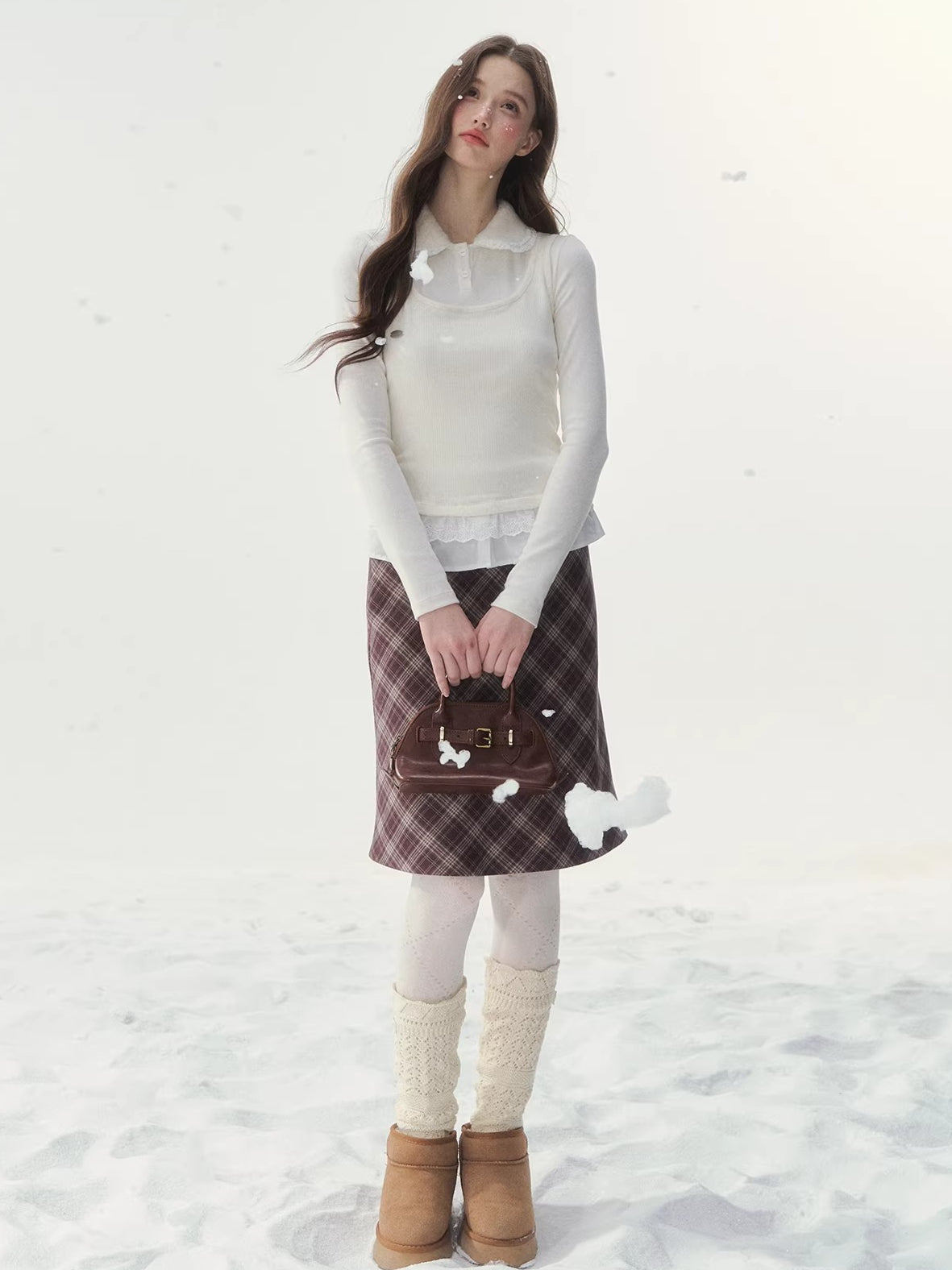 Faux Layered Knit Long Sleeve T-Shirt